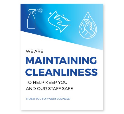 Maintaining Cleanliness Window Cling  6" x 4" Blue Pack of 25 